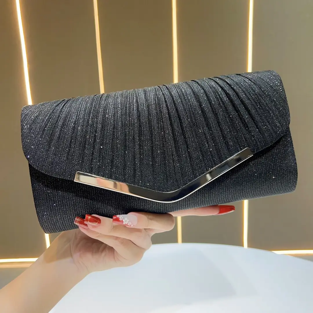 Shiny Pleated Dress Bag Ktv Princess Bag Dinner Clutch Bag Party Evening Bag Crossbody Banquet Bag New Style