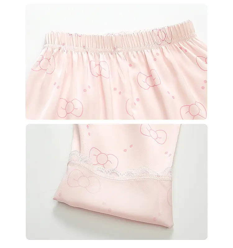 Girls' Pajamas 2025 New Children's Summer Ice Silk Short Sleeve Lace suit Cartoon Cute Baby Girl Home Clothes — feature 20