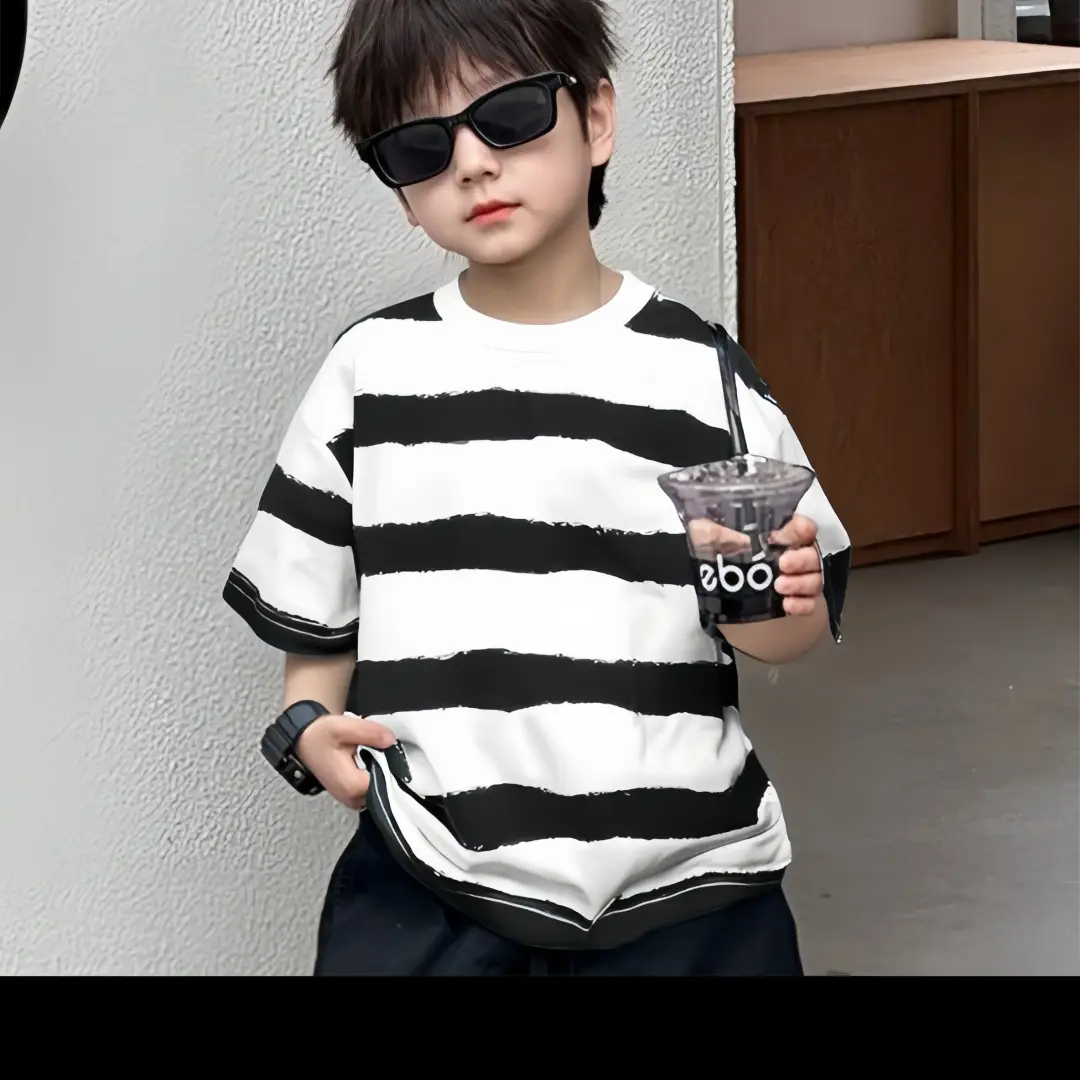 Boys Striped Cotton T-Shirt Summer Wear - Image 2