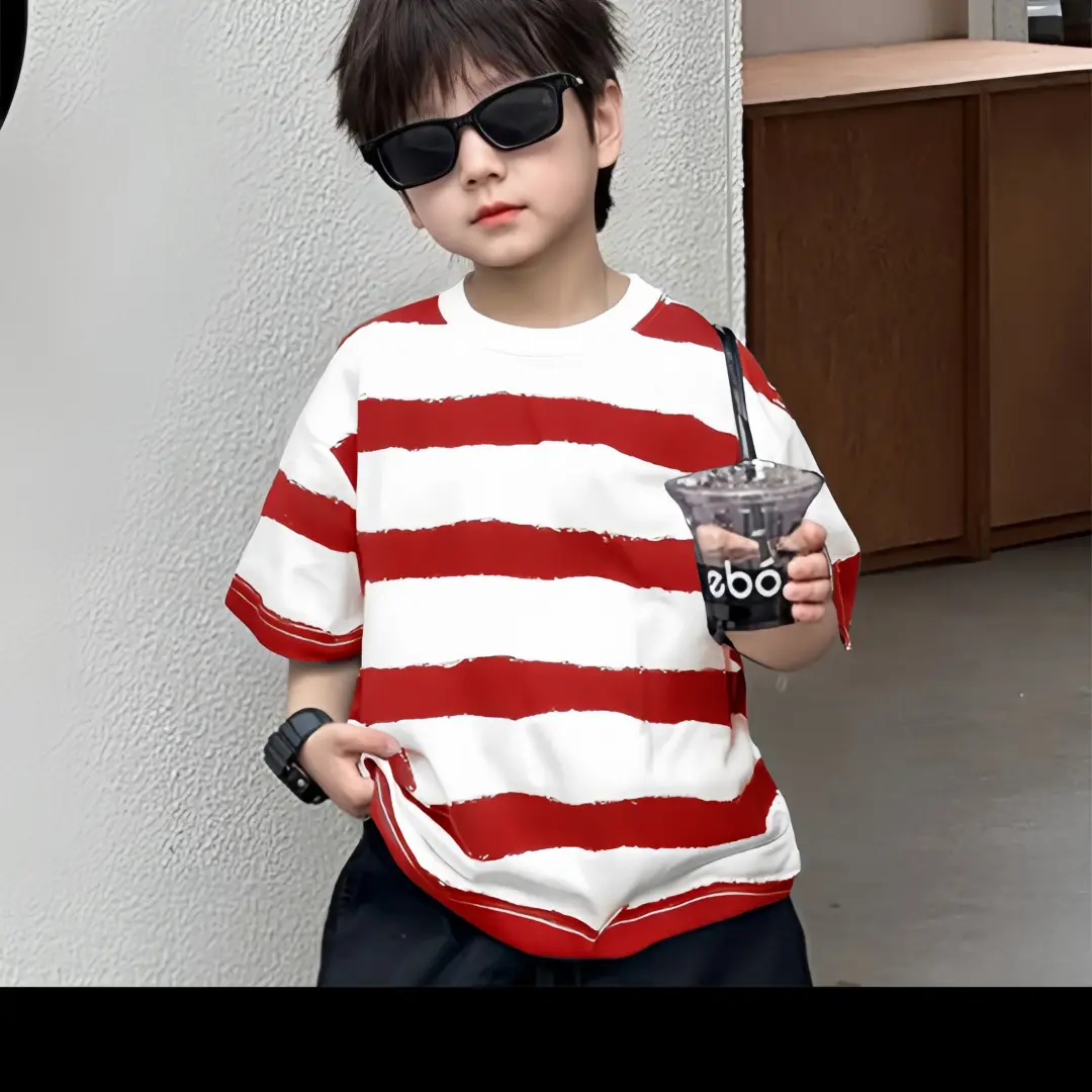 Boys Striped Cotton T-Shirt Summer Wear - Image 3