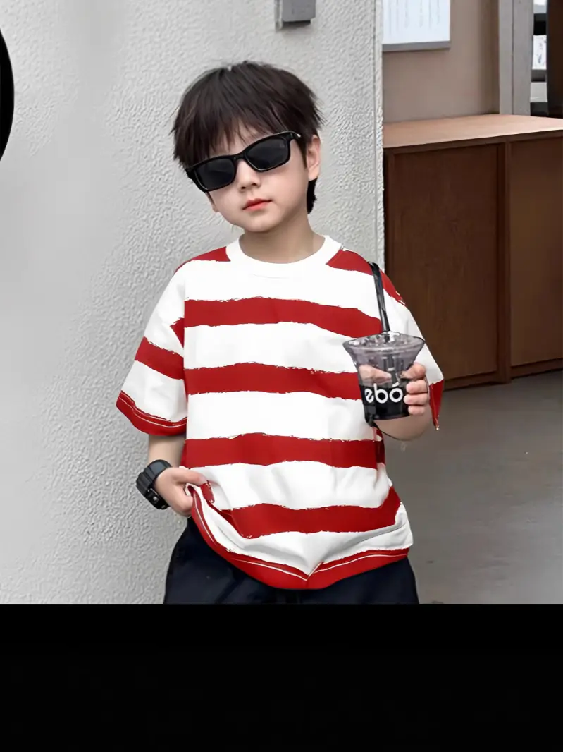 Boys Striped Cotton T-Shirt Summer Wear — feature 15