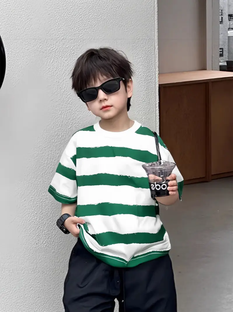 Boys Striped Cotton T-Shirt Summer Wear — feature 16