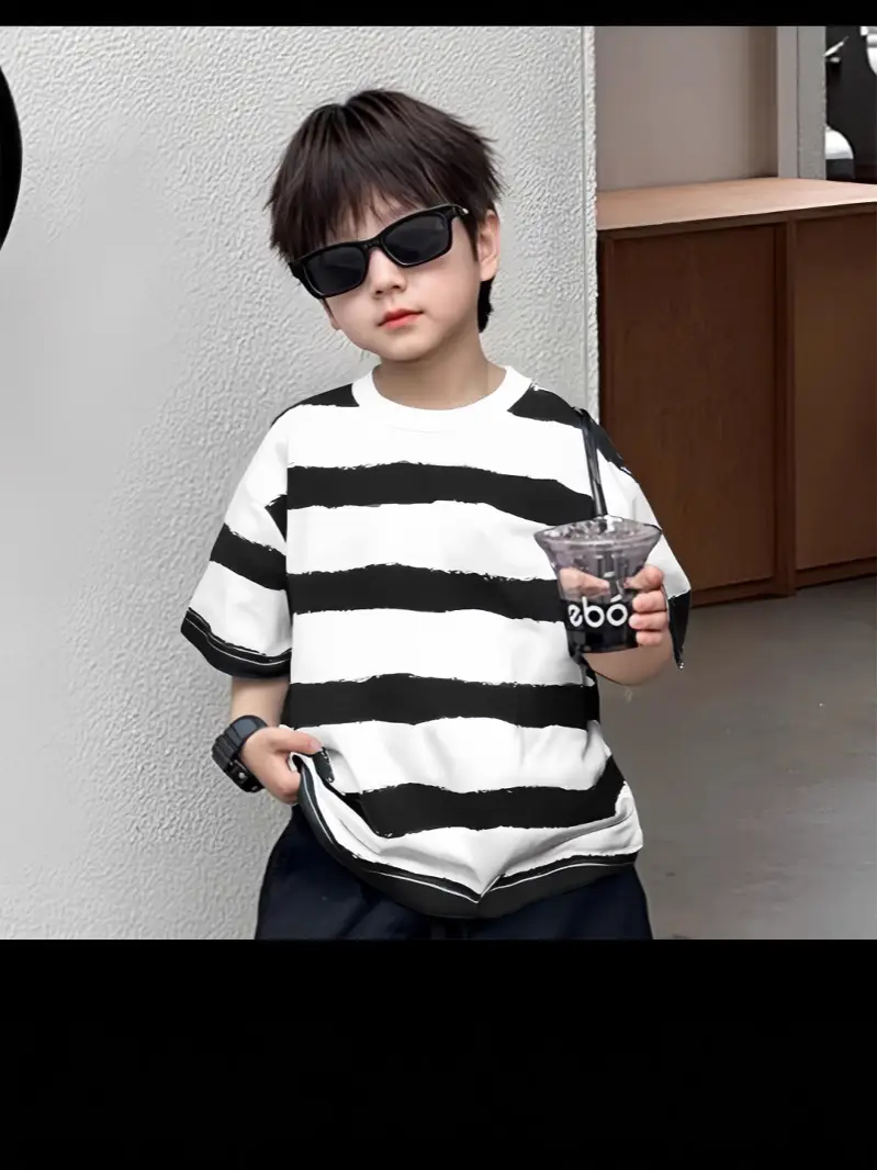 Boys Striped Cotton T-Shirt Summer Wear — feature 17
