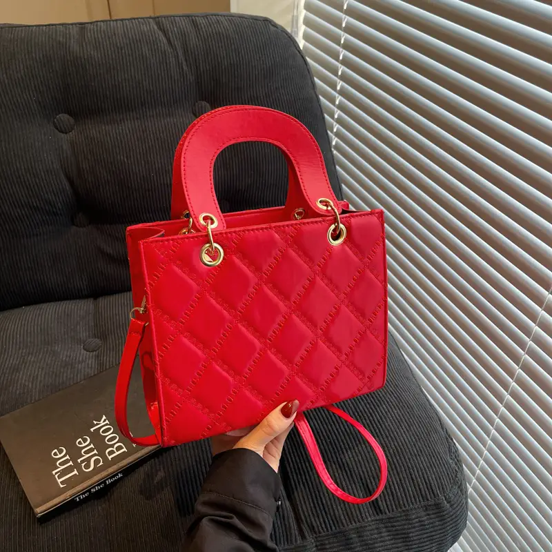 Orange Rhombus Embroidery Handbag for Women — feature 1