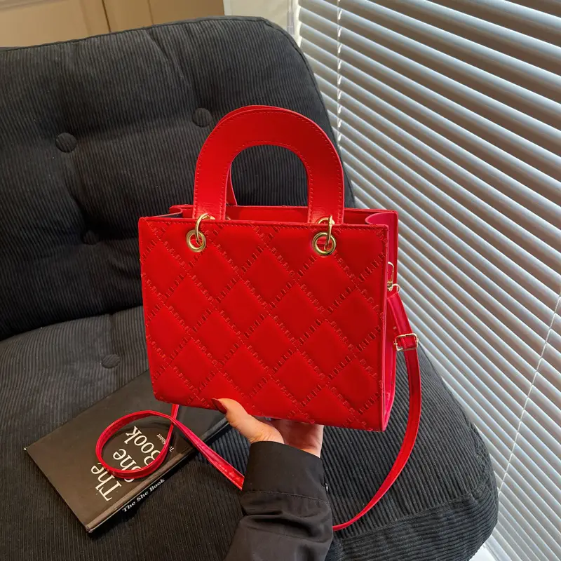 Orange Rhombus Embroidery Handbag for Women — feature 2