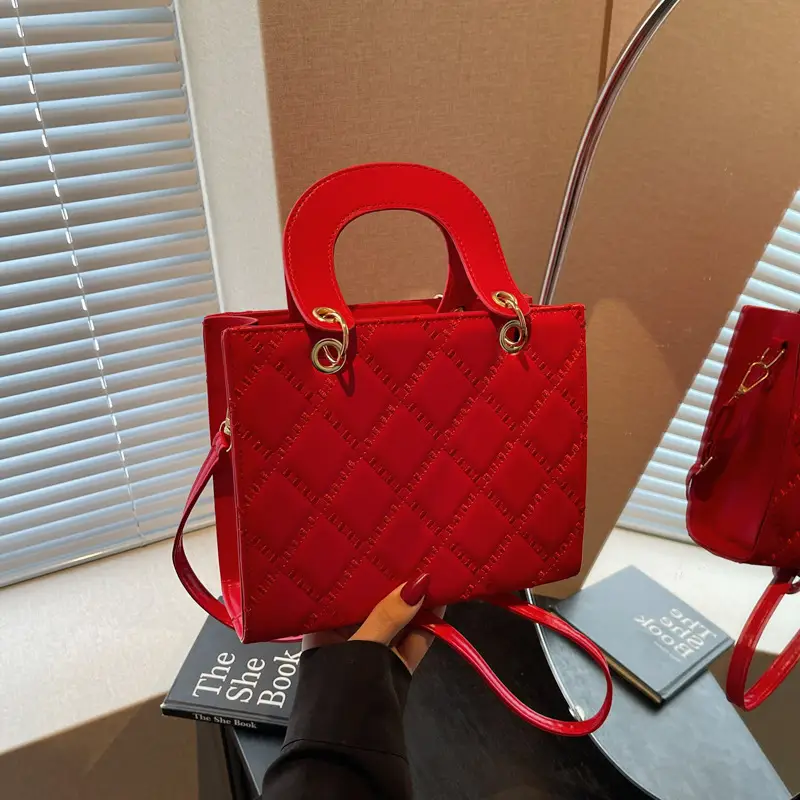 Orange Rhombus Embroidery Handbag for Women — feature 3