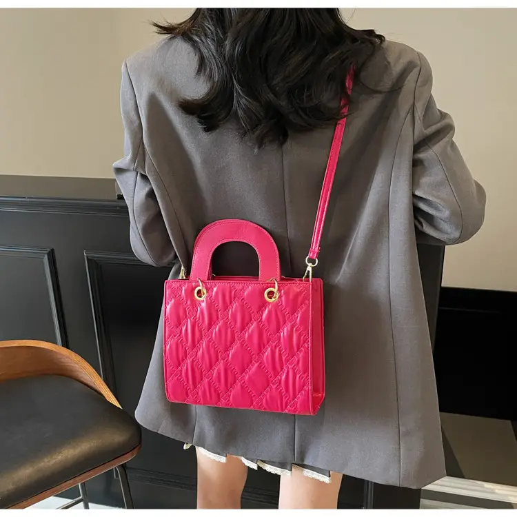 Orange Rhombus Embroidery Handbag for Women — feature 36