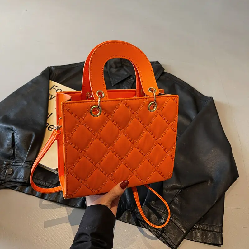 Orange Rhombus Embroidery Handbag for Women — feature 4