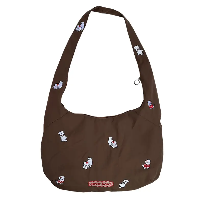 2025 Spring Bag Embroidered Floral Canvas Crossbody Student Bag - Image 7
