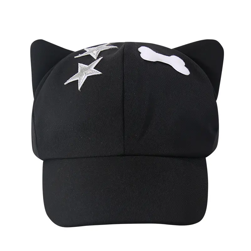 Cute Star Cat Ear Cap for Women Black - Image 7
