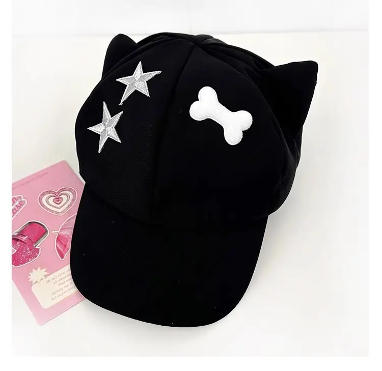 Cute Star Cat Ear Cap for Women Black — feature 12