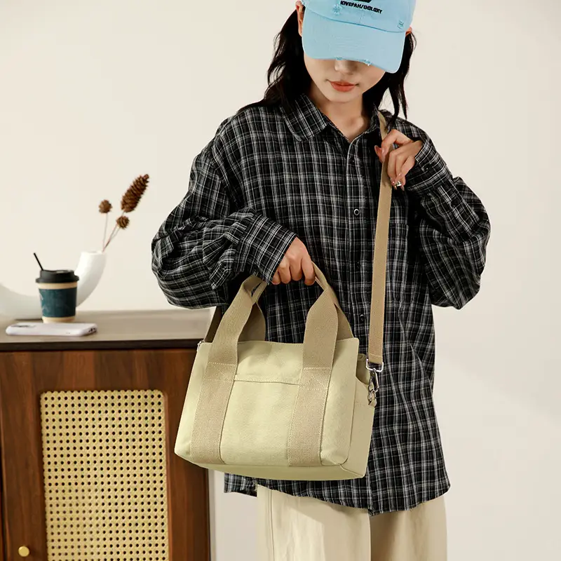 Women's Light Blue Canvas Shoulder Bag 2025 New College Student - Image 6