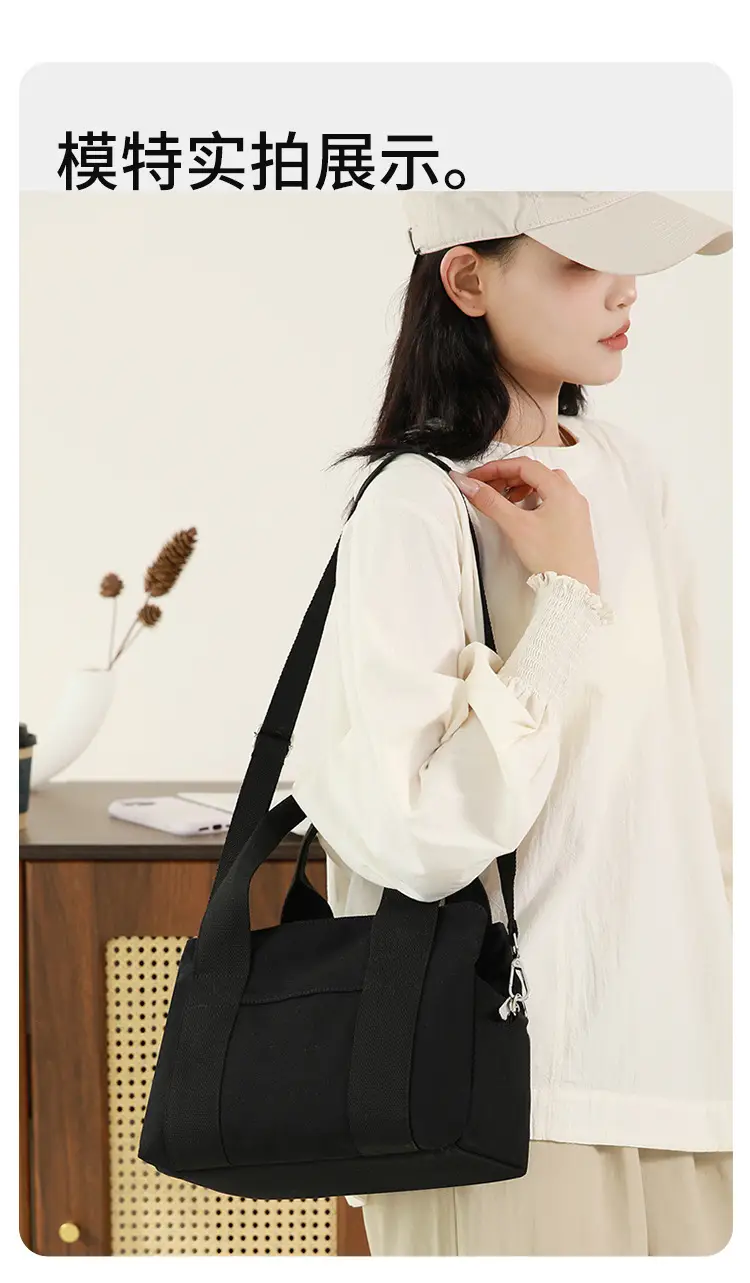 Women's Light Blue Canvas Shoulder Bag 2025 New College Student — feature 13