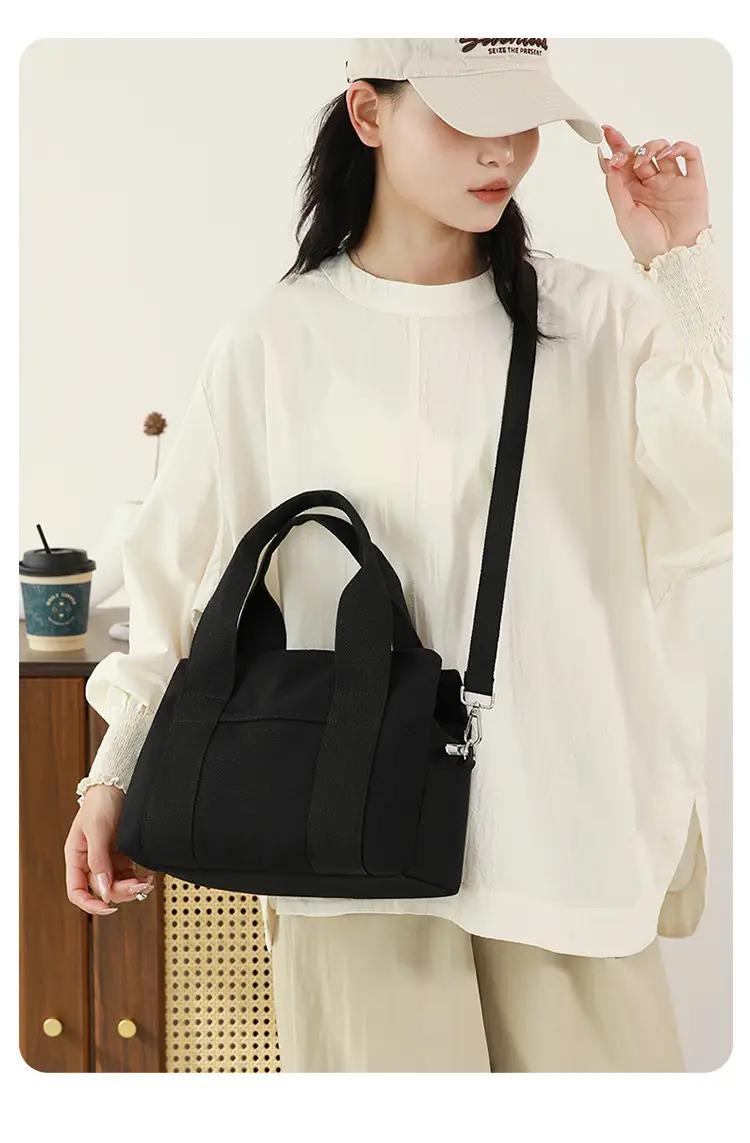 Women's Light Blue Canvas Shoulder Bag 2025 New College Student — feature 14