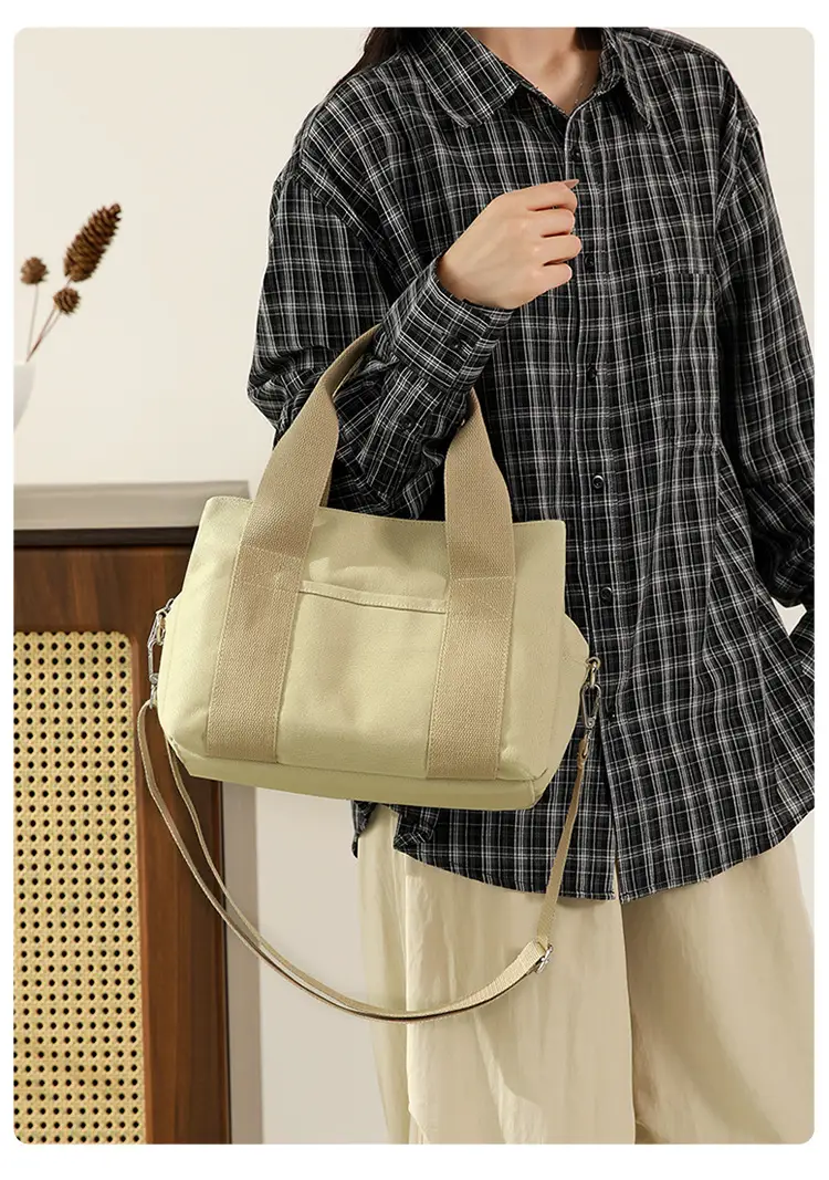 Women's Light Blue Canvas Shoulder Bag 2025 New College Student — feature 18