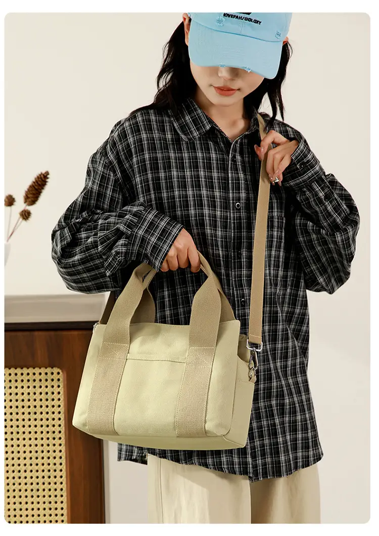 Women's Light Blue Canvas Shoulder Bag 2025 New College Student — feature 19