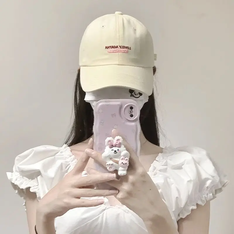 Pink Letter Duck Tongue Baseball Cap for Women - Image 7