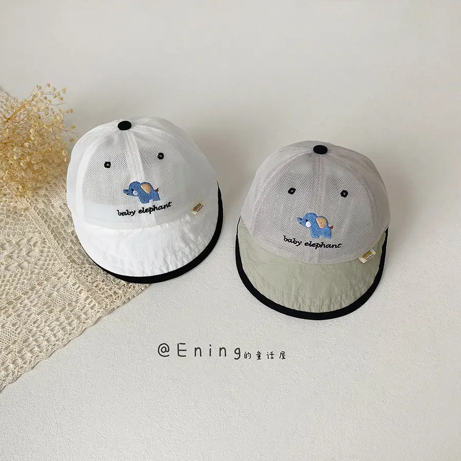 Baby Elephant Cap Sunshade for Girls White - Image 8