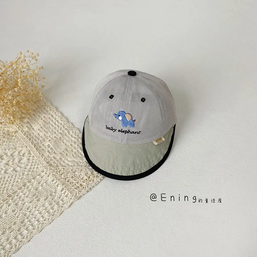 Baby Elephant Cap Sunshade for Girls White - Image 3