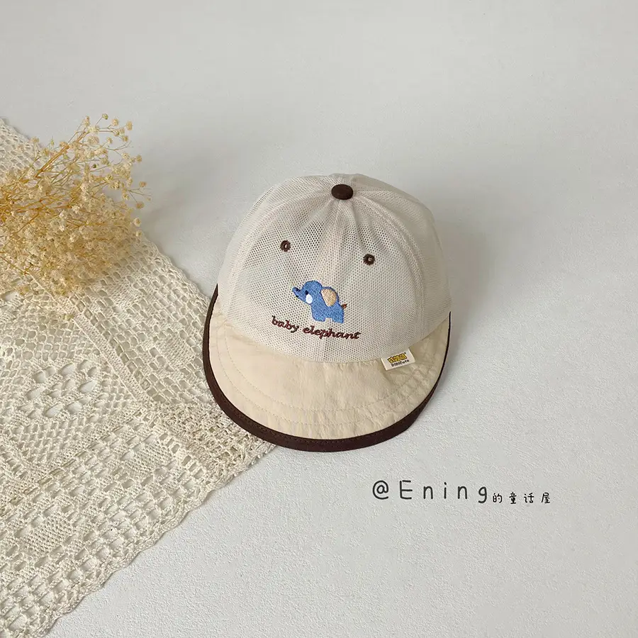 Baby Elephant Cap Sunshade for Girls White - Image 4
