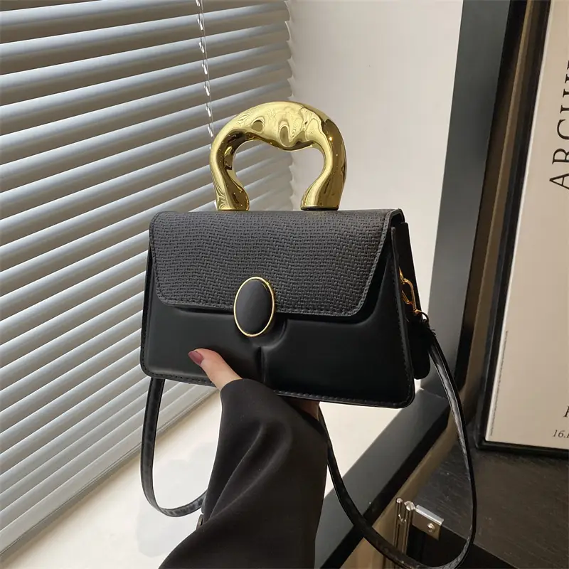 Black Embossed Metal Shoulder Bag for Women 2025 - Image 6