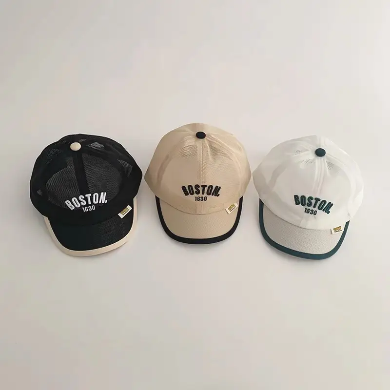 Boston Men's Black Mesh Baseball Cap Summer Travel Sun Hat - Image 7