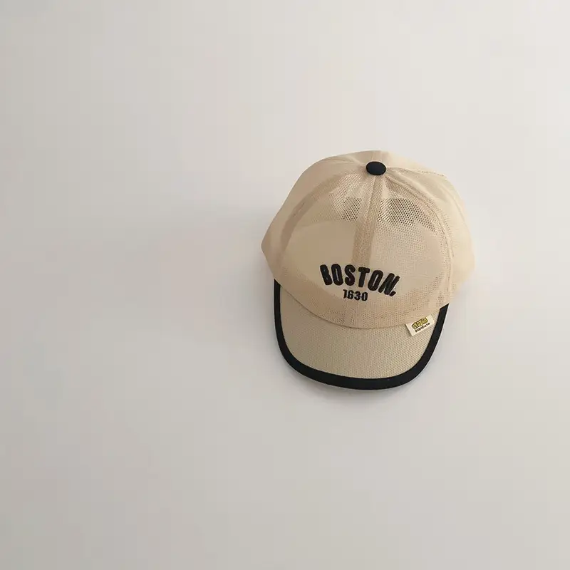 Boston Men's Black Mesh Baseball Cap Summer Travel Sun Hat - Image 4