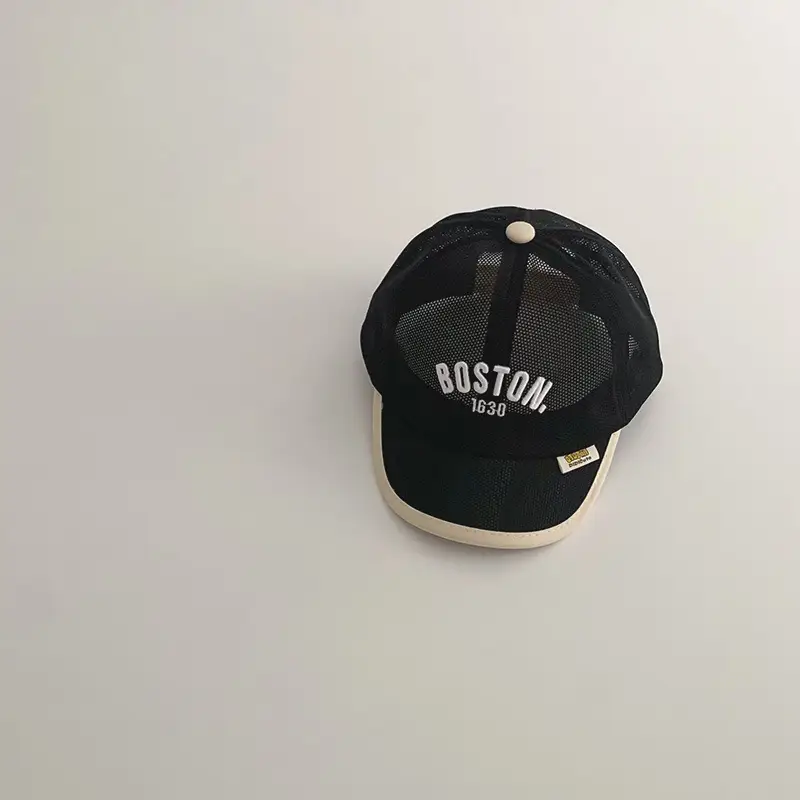 Boston Men's Black Mesh Baseball Cap Summer Travel Sun Hat - Image 5