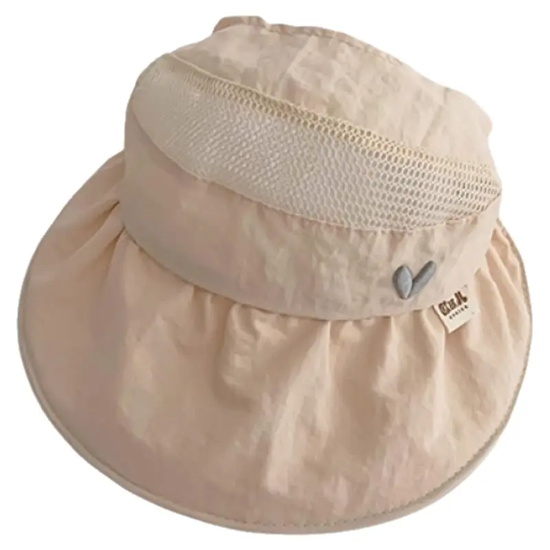 Girls Wide Brim Sun Hat with Ponytail Cap - Image 9
