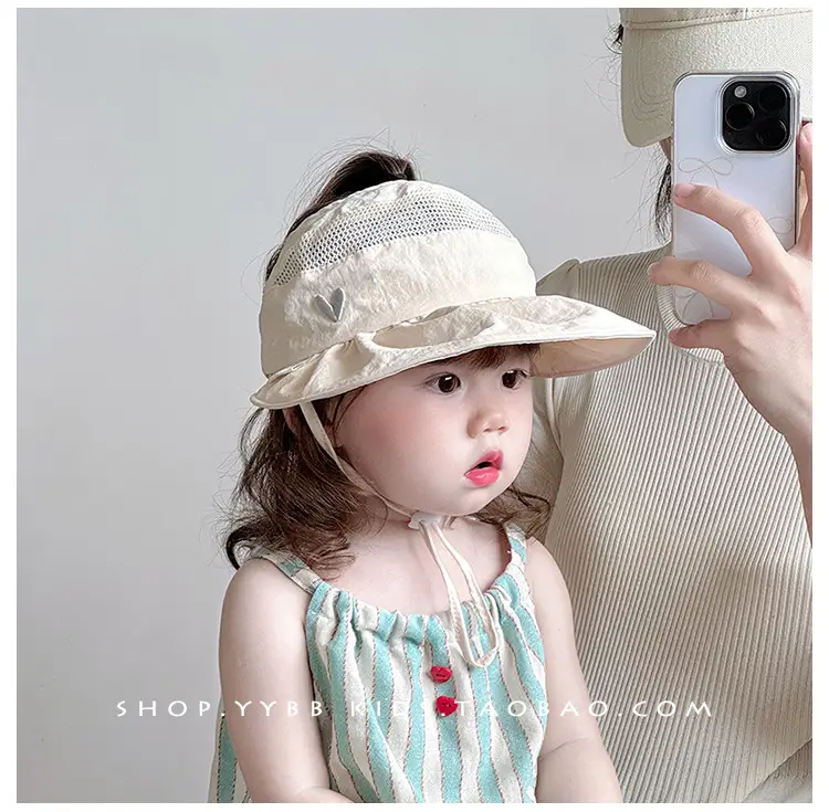Girls Wide Brim Sun Hat with Ponytail Cap — feature 1