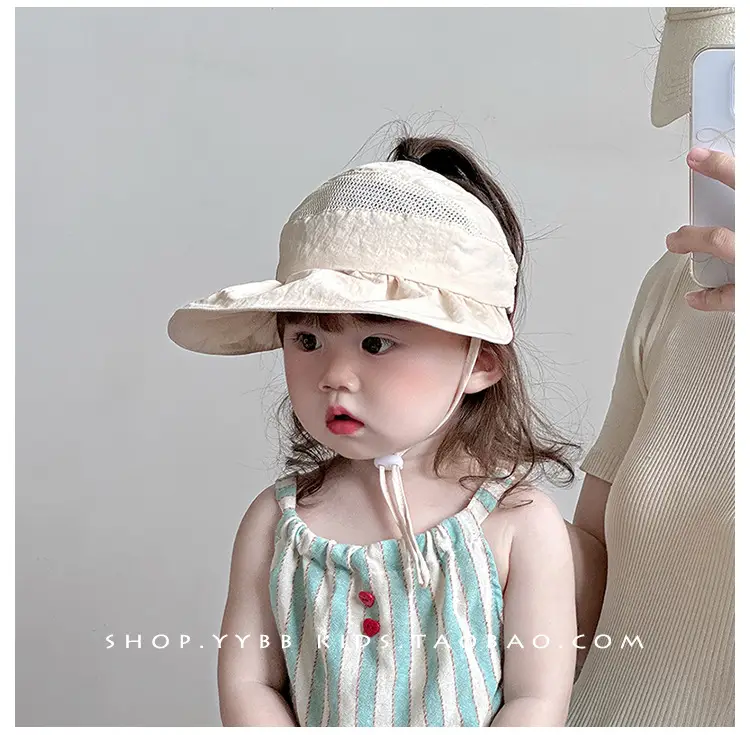Girls Wide Brim Sun Hat with Ponytail Cap — feature 3