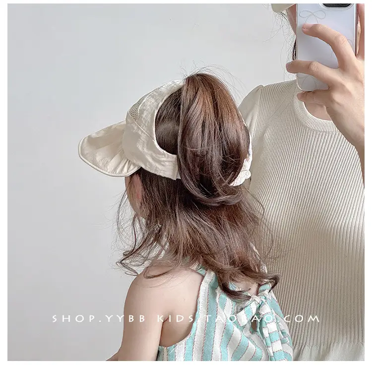 Girls Wide Brim Sun Hat with Ponytail Cap — feature 4