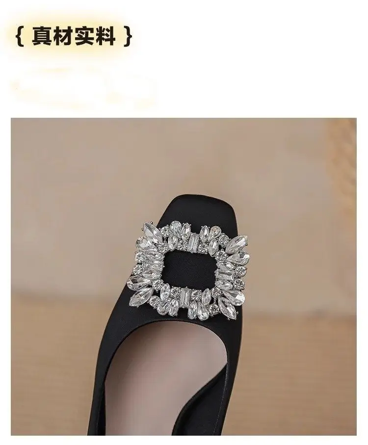French-Style Square-Toe Chunky Heel Shoes for Women, 2026 Spring and Autumn New Style, Shallow Mid-Heel Black High Heels That Are Comfortable — feature 3