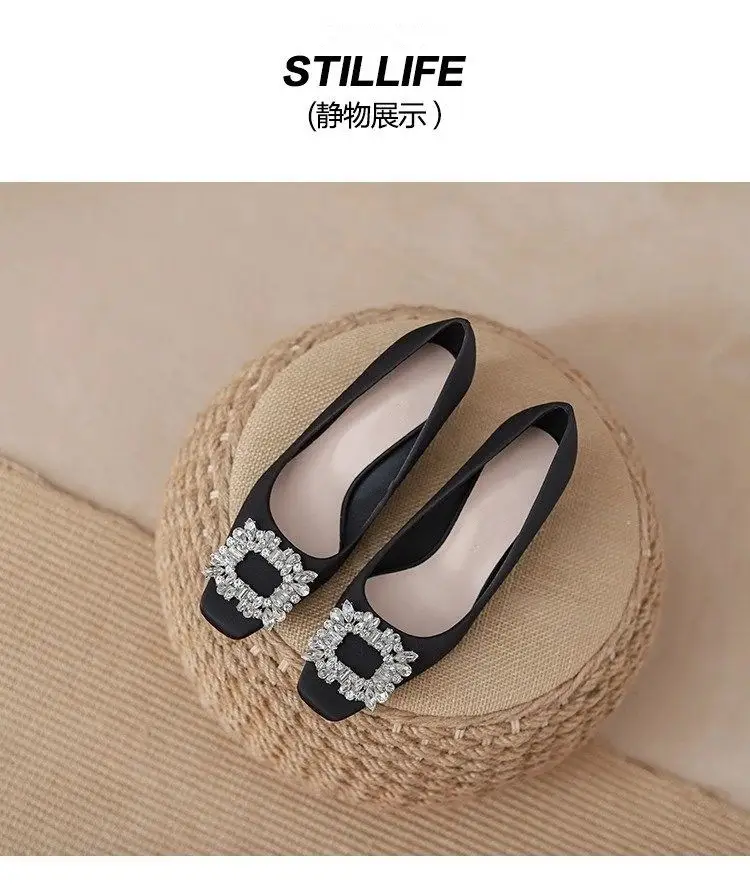 French-Style Square-Toe Chunky Heel Shoes for Women, 2026 Spring and Autumn New Style, Shallow Mid-Heel Black High Heels That Are Comfortable — feature 7