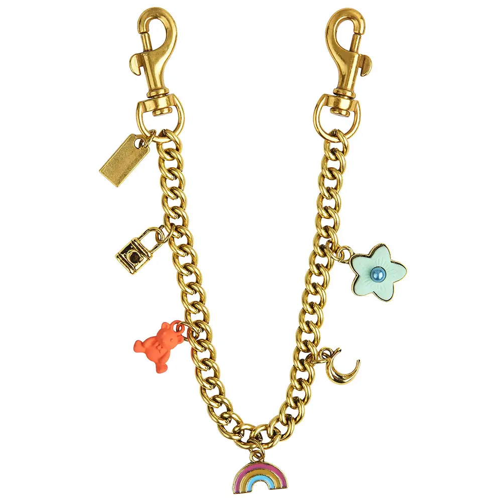 White Quilted Women's Chain Shoulder Bag with Rainbow Decor