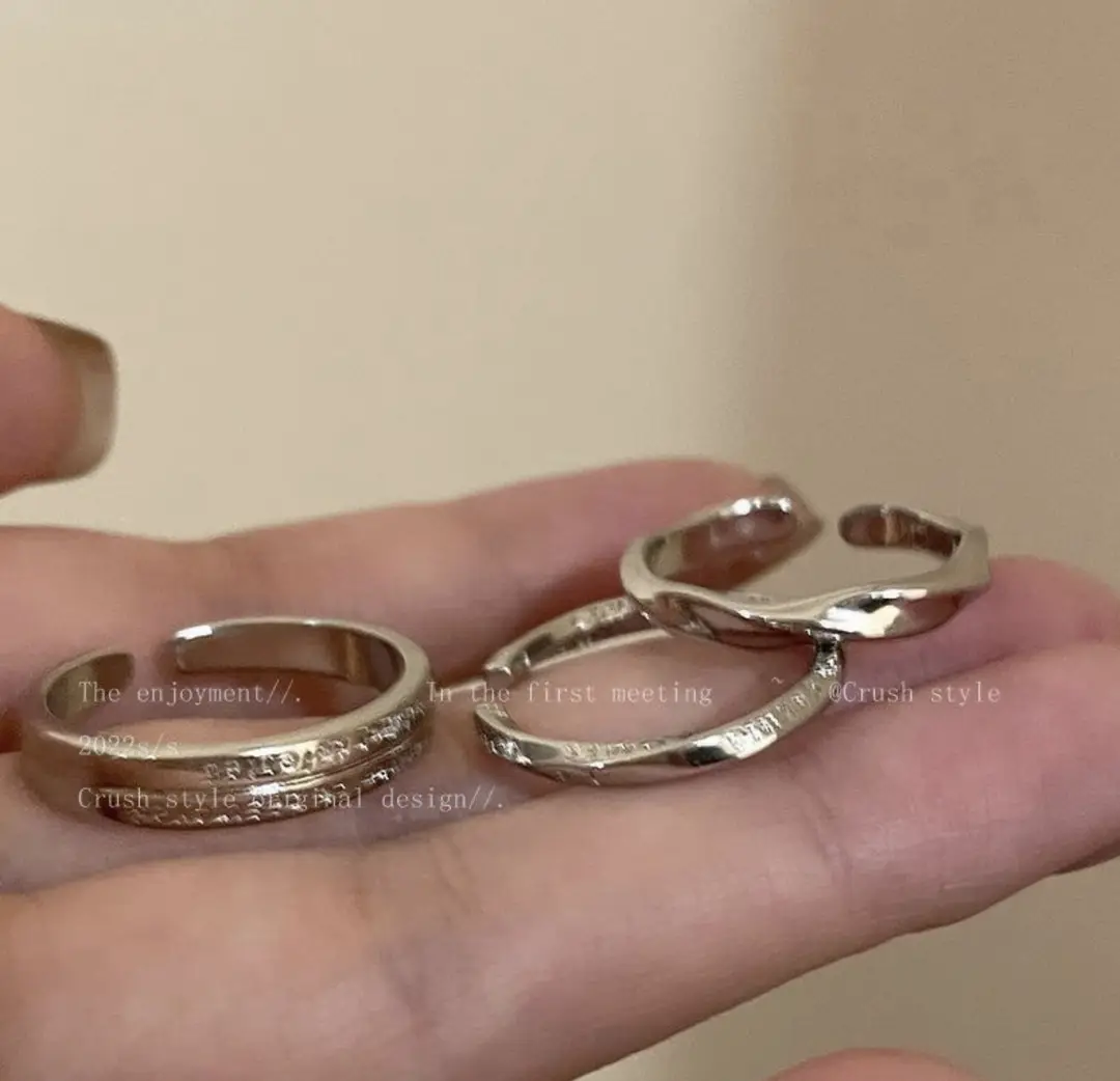 Ins Japanese and Korean Simple Wavy Ring Personalized Ring Niche Design Elegant Popular Tail Ring Finger Set for Women — feature 19