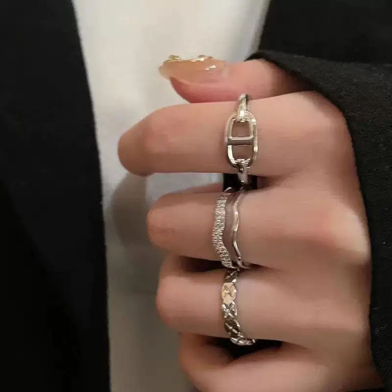 Ins Japanese and Korean Simple Wavy Ring Personalized Ring Niche Design Elegant Popular Tail Ring Finger Set for Women — feature 7
