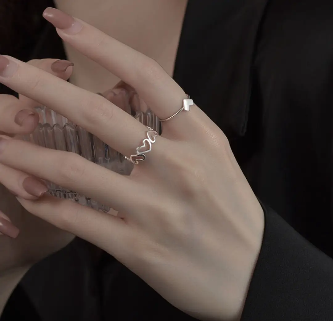 Ins Japanese and Korean Simple Wavy Ring Personalized Ring Niche Design Elegant Popular Tail Ring Finger Set for Women