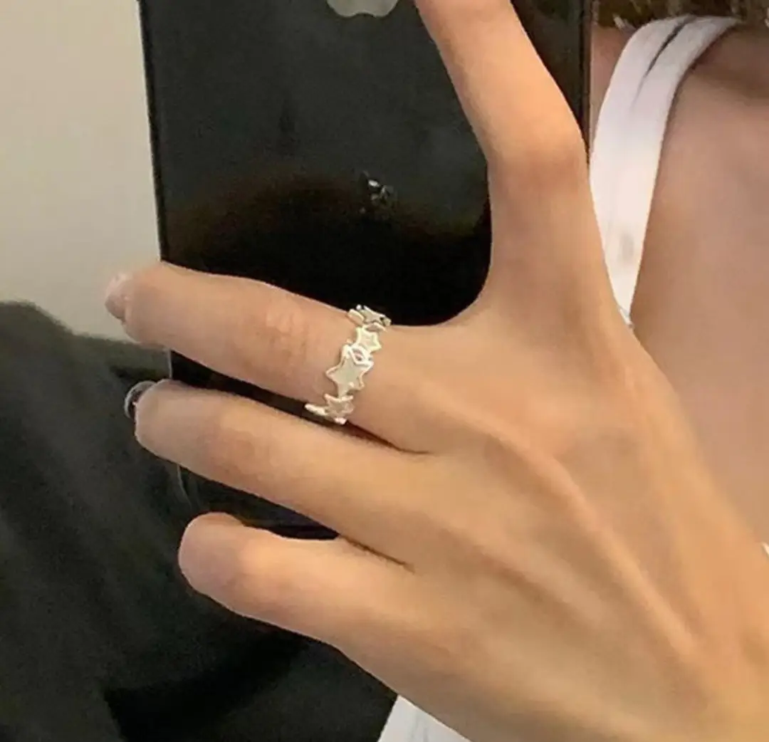 Ins Japanese and Korean Simple Wavy Ring Personalized Ring Niche Design Elegant Popular Tail Ring Finger Set for Women