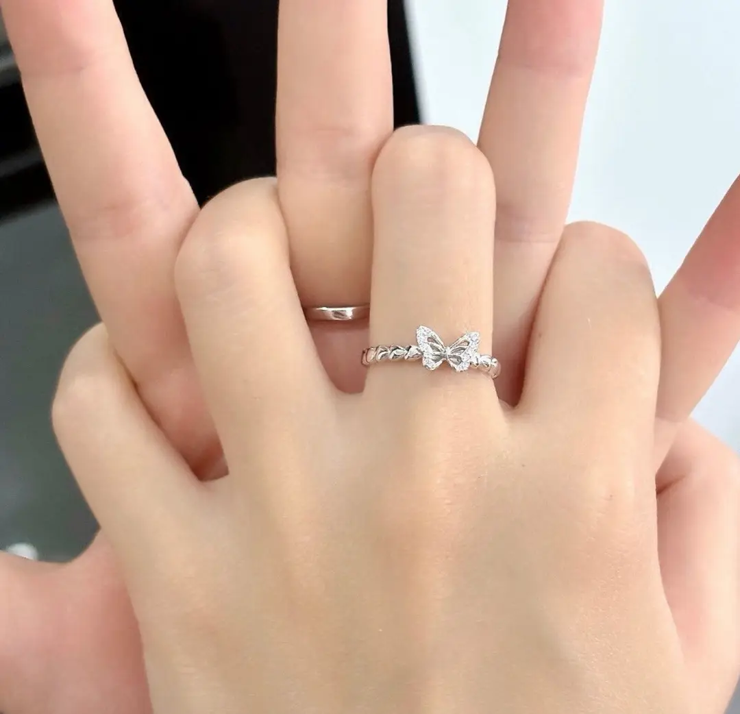 Ins Japanese and Korean Simple Wavy Ring Personalized Ring Niche Design Elegant Popular Tail Ring Finger Set for Women