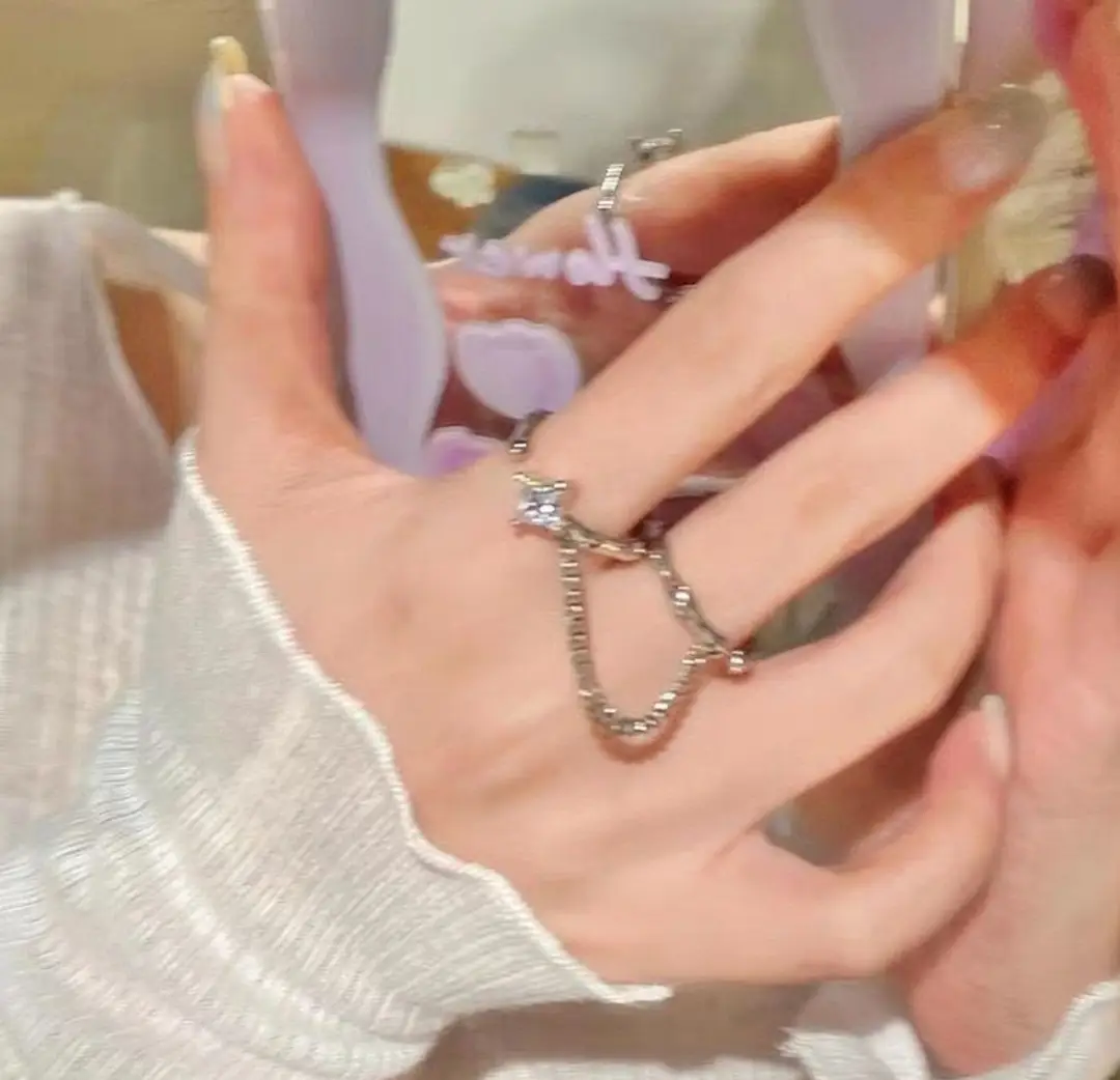 Ins Japanese and Korean Simple Wavy Ring Personalized Ring Niche Design Elegant Popular Tail Ring Finger Set for Women