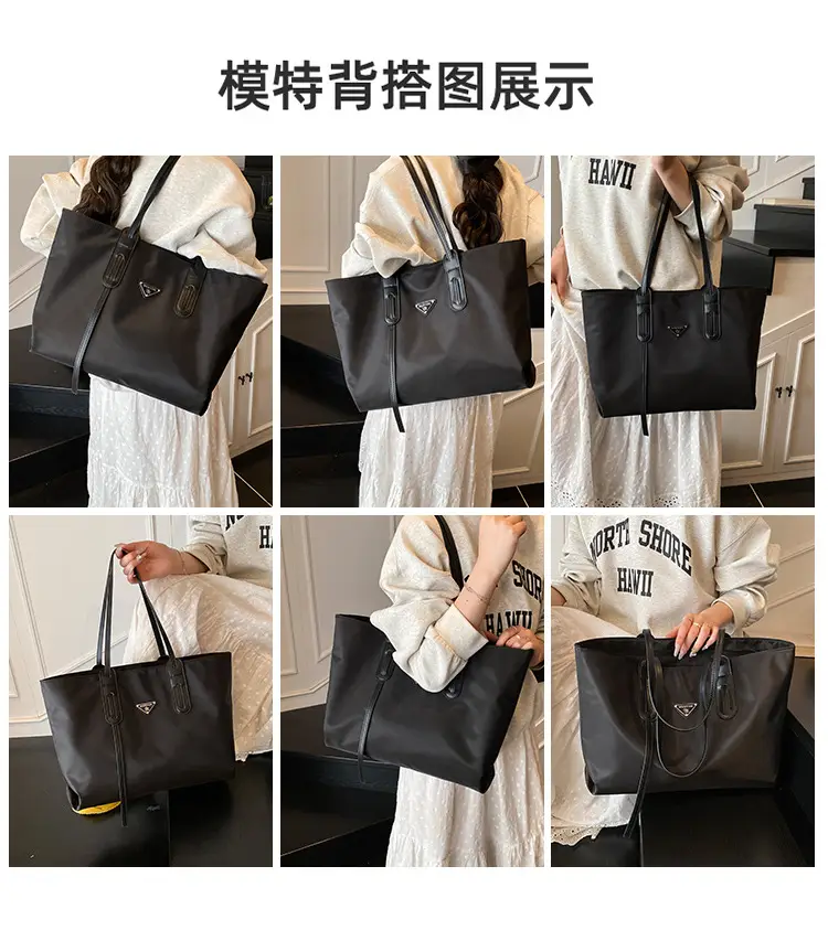 Black Oxford Tote Bag Women 2025 Casual Lightweight — feature 10
