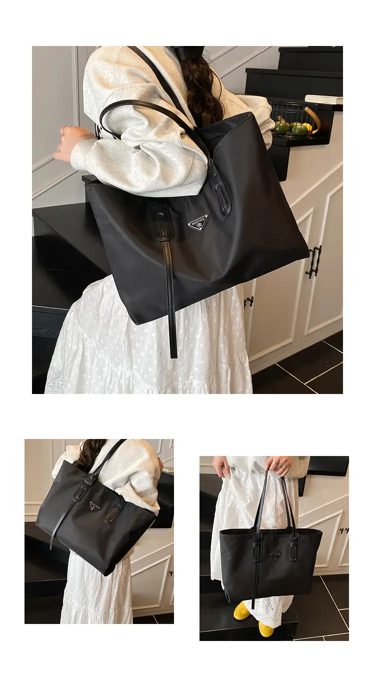 Black Oxford Tote Bag Women 2025 Casual Lightweight — feature 11