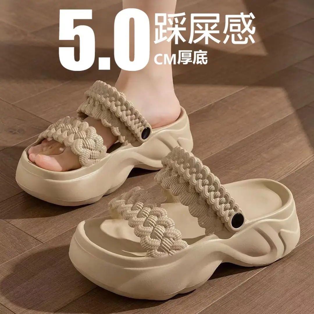 EVA non-slip summer 2025 increased sponge cake new net red two wear outer fashion thick bottom 4-5cm slippers wholesale - Image 6