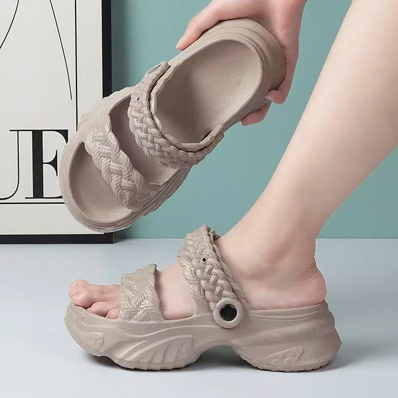 EVA non-slip summer 2025 increased sponge cake new net red two wear outer fashion thick bottom 4-5cm slippers wholesale — feature 10