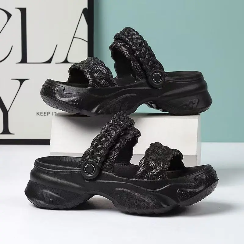 EVA non-slip summer 2025 increased sponge cake new net red two wear outer fashion thick bottom 4-5cm slippers wholesale — feature 5