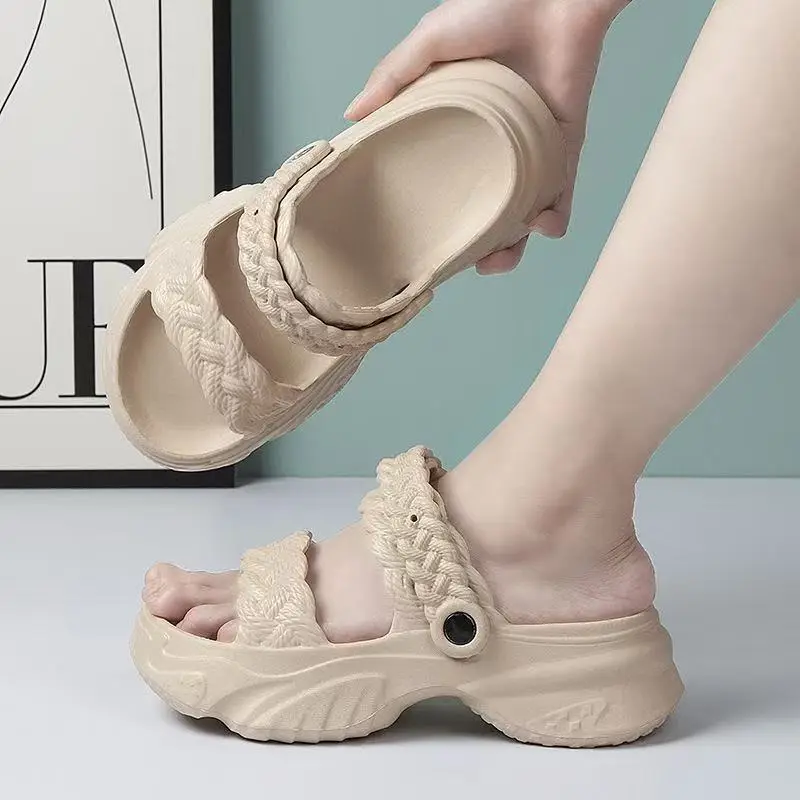 EVA non-slip summer 2025 increased sponge cake new net red two wear outer fashion thick bottom 4-5cm slippers wholesale — feature 9