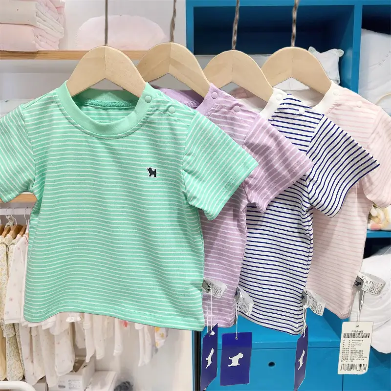 Korean Kids Striped T-Shirt Summer Boys Girls — feature 2