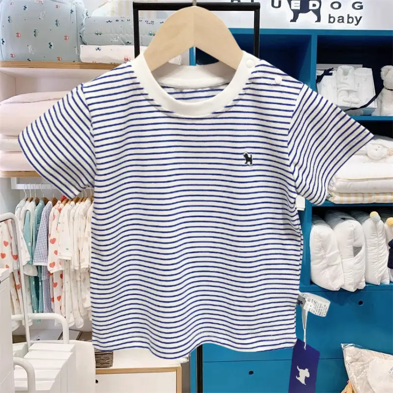 Korean Kids Striped T-Shirt Summer Boys Girls - Image 2