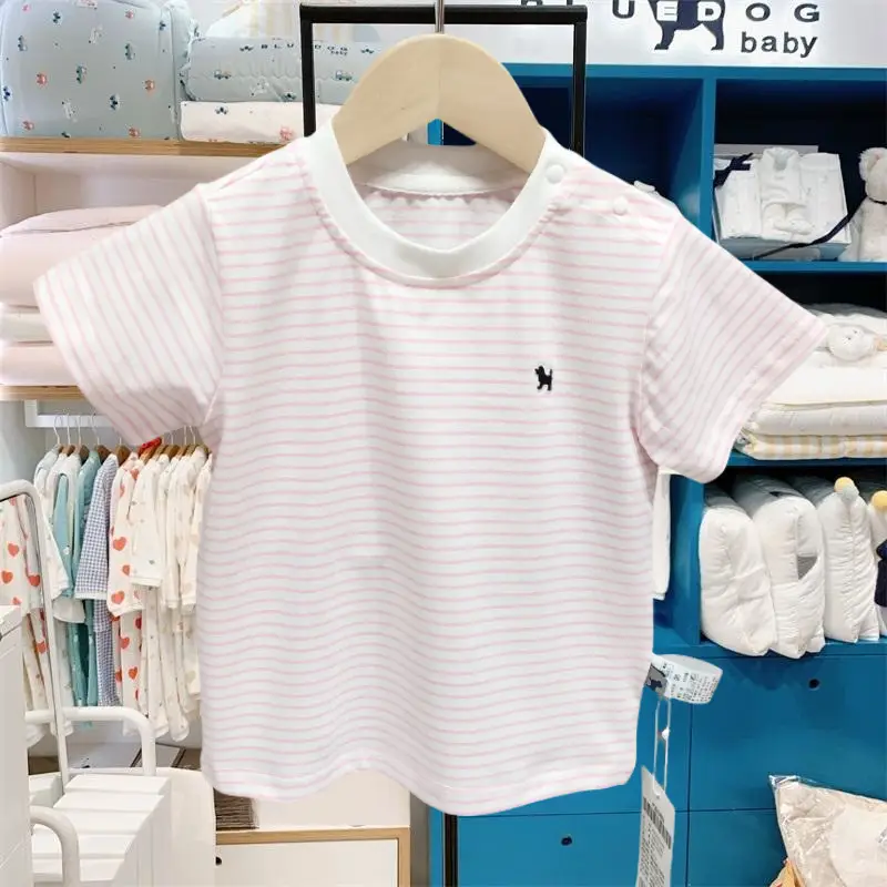Korean Kids Striped T-Shirt Summer Boys Girls - Image 3